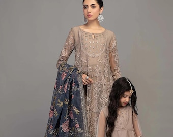 Mommy & Daughter Hand Embellished Organza Formal Pakistani Suit