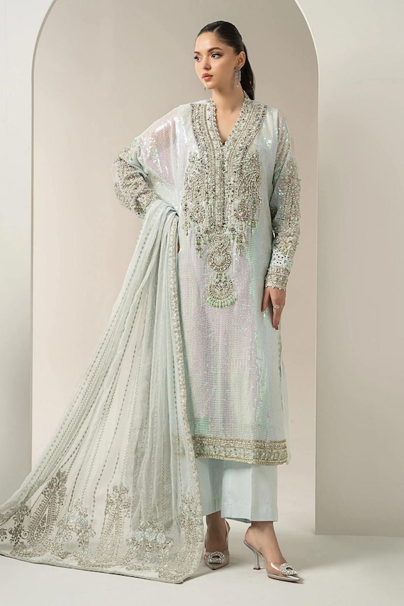 chinese dress ladies Maria.B Pakistani Luxury Embroidered Chiffon Dress main image 0