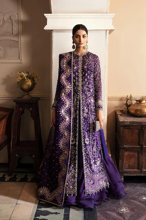 Embroidered Organza Pakistani Dress: Luxury Formal Wedding Outfit - Etsy  Israel
