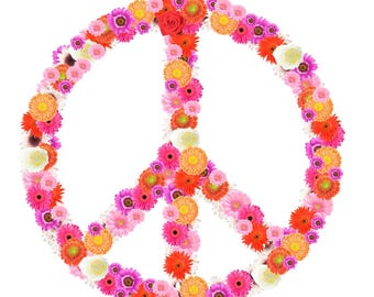 Floral Peace Sign, Flower Power Art
