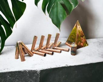 Kit de pirámide de meditación de cobre Nubian de 8 mm sin tubos principales de cobre con relleno de cristal opcional