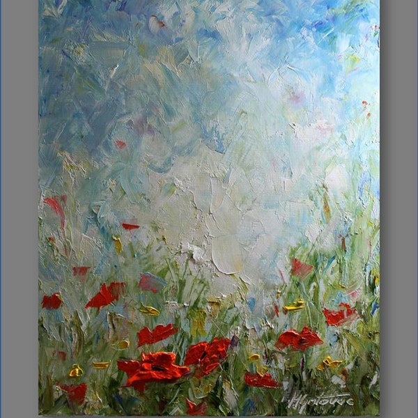 Original Oil Painting- Poppy Field II- Modern, Contemporary 16x20