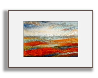 Fiber Painting Landscape Painting Wool Fiber Art Abstract Art Contemporary Painting Modern Painting Small Painting  Poppy Painting