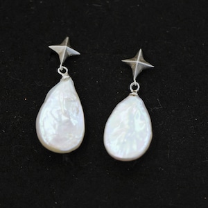 Star Drop Baroque Pearl Earrings – Sterling Silver Celestial Jewelry, Minimalist Gift for Her with Custom Box