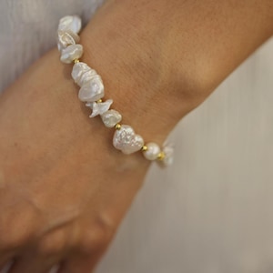 Elegante Kette Armband mit Barock Perle, Handgemachtes Armband für Hochzeit, Brautschmuck für Frauen, Geschenk für Sie