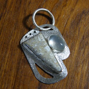 Lace Agate & Moonstone Sterling Silver Pendant