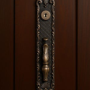 Luxury Vintage Door Lock | Antique Bronze Handle Set | Victorian Style Front Door Handle | Ornate Entry Door Lockset | Heavy Duty Lock Syste