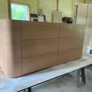 Floating Curved Sing sink vanity, Curved Floating Vanity, Single Curve Floating Vanity, Floating White Oak Vanity , Handmade Wood Vanity,