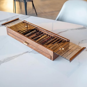Pen Display Case for 40 Fountain Pen, Collection Storage Case, Custom Pen Drawer Pen Box, New Job Gift, Office Desk Organizers