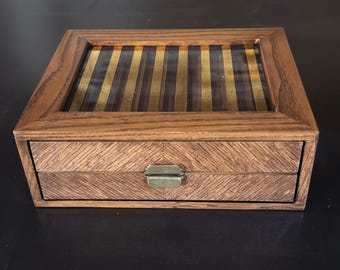 Handmade Walnut Pen Display Box, Office Desk Organizer