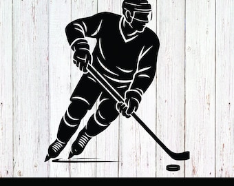 Ice hockey player svg, eps, png, dxf, jpeg digital download – sports clipart for cricut, silhouette, vinyl decals & diy crafts