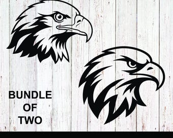 Bald eagle head bundle of two svg, eps, png, dxf, jpeg digital download – patriotic bird clipart for cricut & diy crafts