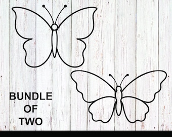 Butterfly outline bundle of two svg, eps, png, dxf, jpeg digital download – elegant butterfly clipart for cricut & diy crafts