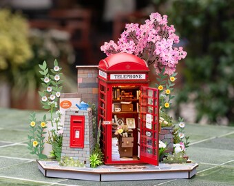 Rolife DIY Bücherstand 3D-Holzpuzzle mit LED-Beleuchtung, Miniatur-Bibliotheks-Buchecke-Set, Bücherregal-Dekorationsgeschenk für Leseratten