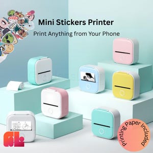 Mini stampante per adesivi︱Idee regalo︱Stampanti fotografiche︱Stampante per diario︱Adesivi trasparenti per note adesive da studio︱Stampa personalizzata