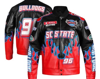 Men's Real Patches Leather Jacket - Motorcycle Biker Style Genuine Leather Jacket with Embroidery Patches Jacket