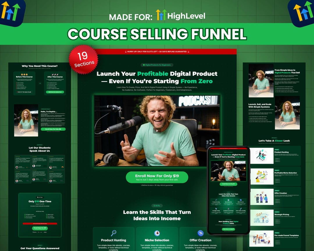 Gohighlevel Course Sales Page Template | Online Course Funnel Page ...