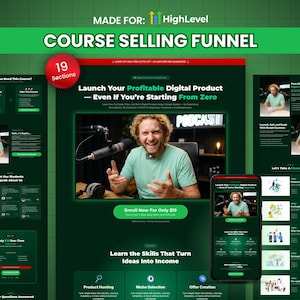 GoHighLevel Kurs Verkaufsseite Template | Online-kurs Funnel Page | Hoch-Conversion GoHighLevel Funnel für Coaches & Kursersteller