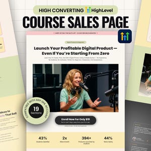 GoHighLevel Course Sales Page Template | Online Course Funnel Page | High-Converting Template for Coaches & Course Creators | Digital Downl