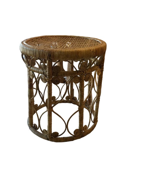 bamboo round side table w/ scrolls - image 1