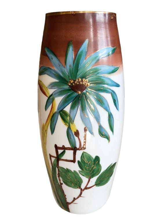 vintage hand painted floral vase