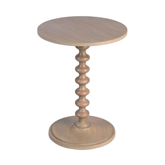 contemporary turned side table, sand grey - image 1