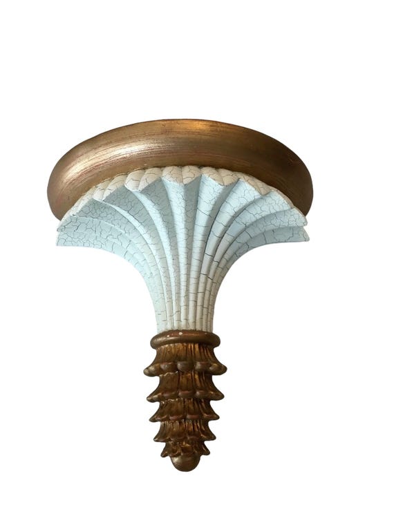 pair gold and cream crackled wall sconce
