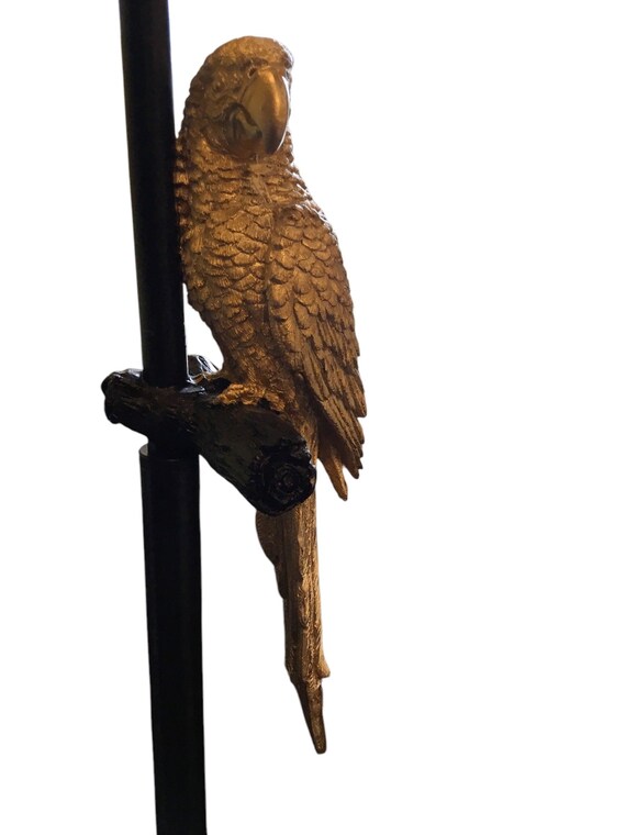 floor lamp with brass parrot and string shade - image 2