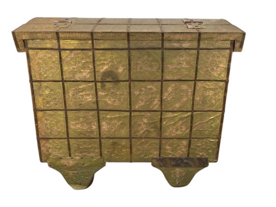 vintage copper & wood chest