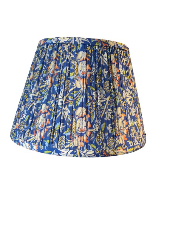 pair blue and orange floral lamp shade