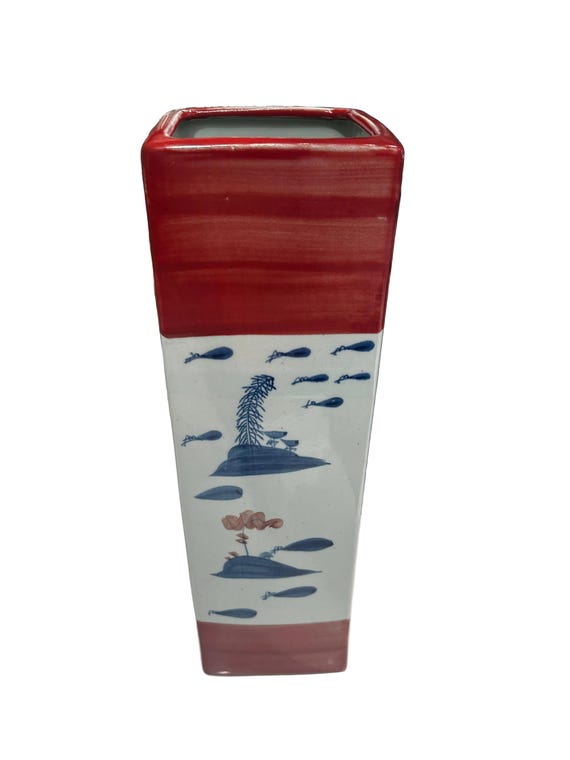 asian hand painted vase