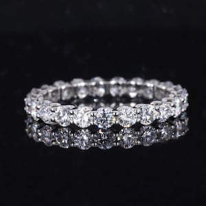 Amazing Round Brilliant Cut Moissanite Band, U Prong Set Full Eternity Wedding Band, Matching Band For Engagement Ring, Ring Gift For Women
