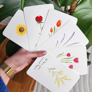 Lot 4 Cartes Aquarelle Fleurs