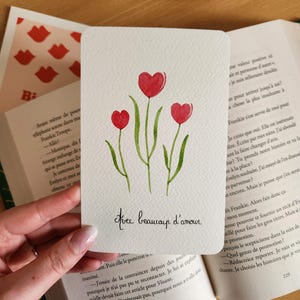 Carte Aquarelle Fleur « Les Cœurs »
