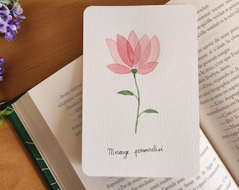 Carte Aquarelle Fleur « La Signature » Personnalisable