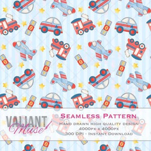 Planes, trains, and Automobiles Baby Boy Seamless File, Digital Download, Seamless PNG Repeating Pattern