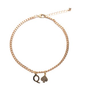 Vintage One-of-a-Kind Gold Curb Chain Queen of Spades Anklet