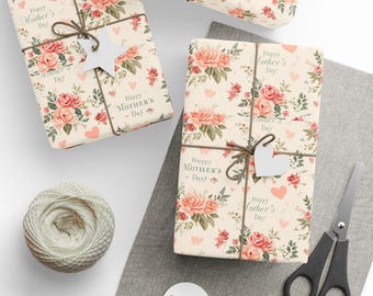 Vintage Rose Bouquet Wrapping Paper for Mothers Day | Floral Gift Wrap Roll