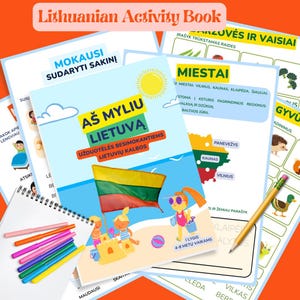 Cuaderno de ejercicios de lituano / Libro de actividades imprimible para niños / Aprende lituano para niños de 4 a 8 años / Descarga educativa en PDF