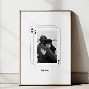 Impresión fotográfica de naipes personalizada, arte de pared personalizado Ace of My Heart, regalo romántico para parejas, regalo de San Valentín, descarga digital