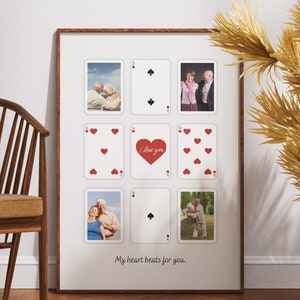 Benutzerdefinierte Spielkarte Fotocollage, personalisierte Freunde Wandkunst, einzigartiger digitaler Download, individuelles Geschenk für den besten Freund, Fotodruck-Andenken