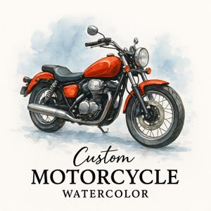 Custom Motorcycle Watercolor Portrait | Personalized Motorcycle Art Print | Biker Gift Digital Download | Custom Bike Painting