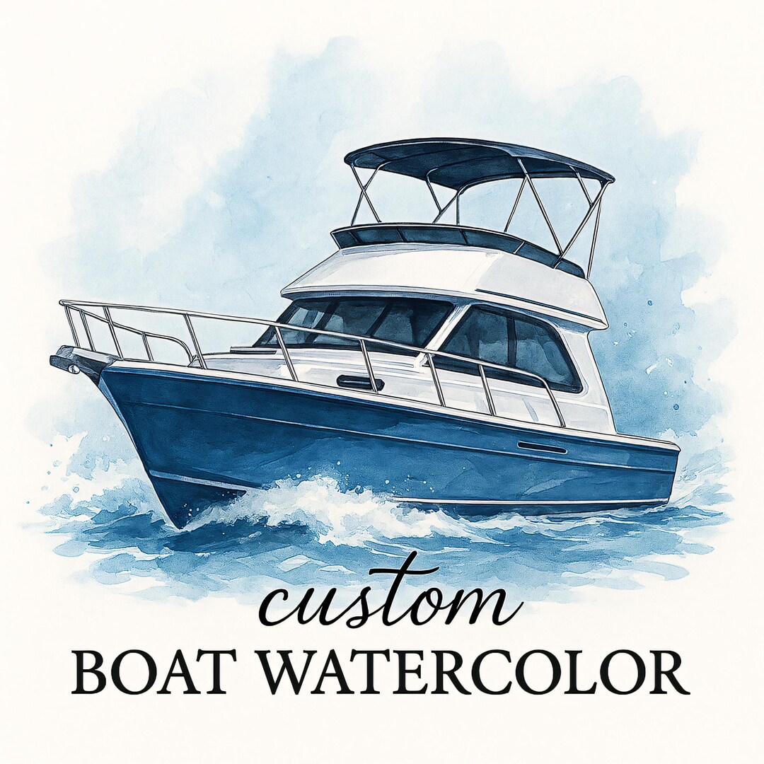 Custom Boat Watercolor Portrait From Photo, Digital Yacht Painting Gift ...