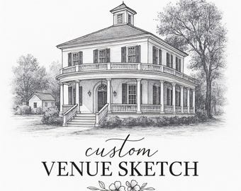 Custom Wedding Venue Sketch from Photo – Hand Drawn Wedding Location Illustration – Personalized Digital Wedding Gift Art