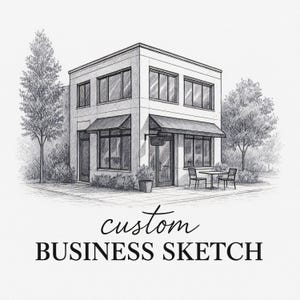 Custom Business Sketch, Drawing From Photo, Storefront Illustration, Personalized Commercial Building Portrait, Digital Artwork