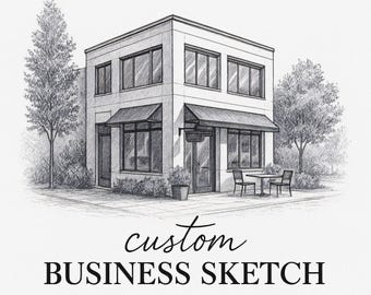 Custom Business Sketch, Drawing From Photo, Storefront Illustration, Personalized Commercial Building Portrait, Digital Artwork