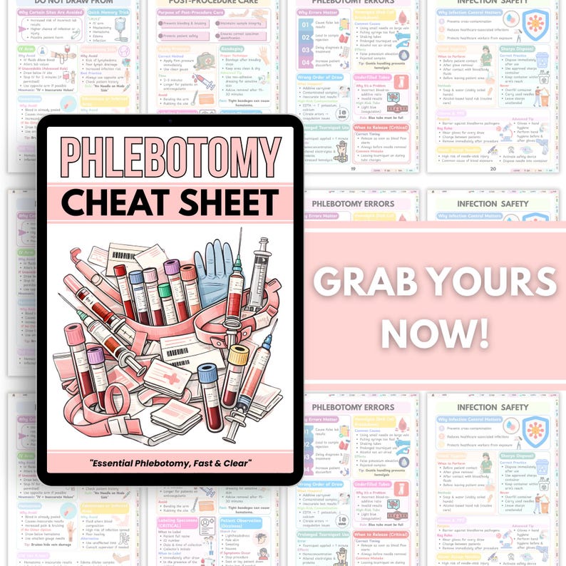 Phlebotomy Cheat Sheet PDF | Nursing Study Guide | Order of Draw Chart ...