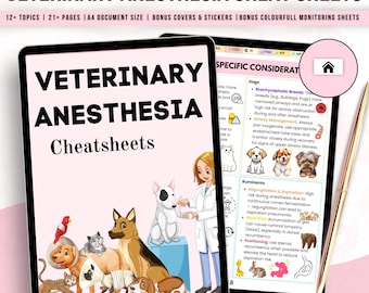 Aide-mémoire pour l'anesthésie vétérinaire, 12+ sujets, Fiches de surveillance en prime, Anesthésie numérique, Matériel vétérinaire, Téléchargement immédiat