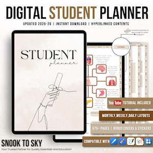 Digital Student Planner 2025, Hyperlinked Student Planner, Semester Planner Digital, Student Life Organizer, Digital Agenda for Students