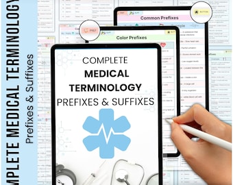 Komplette medizinische Terminologie Präfixe und Suffixe, aktualisiert 2025-26, medizinischen Studienführer, Pathologie Terminologie, Terminologie Printable